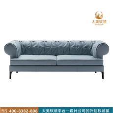皮艺长方形沙发 J04XS002大美软装平台直销