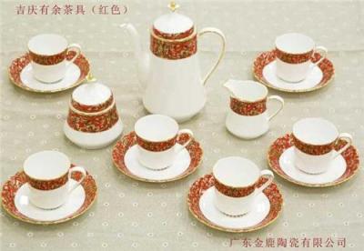 骨質(zhì)瓷茶具套裝-高檔骨瓷茶具禮盒-潮州金鹿