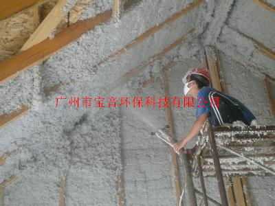 北京发电机房顶部隔热无机纤维喷涂棉施工