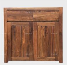 全实木配餐柜1.8米四门储物柜黑胡桃木简约