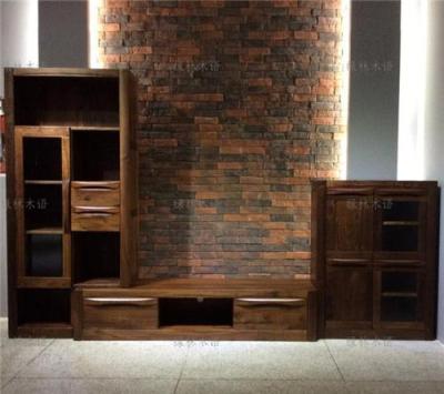 高档客厅电视柜组合黑胡桃木家具现代简约