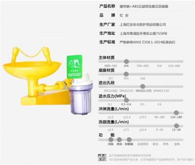 鍍鋅鋼+ABS過濾型掛壁式洗眼器