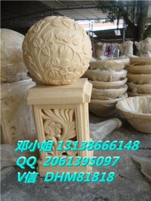 人造麻石透光雕花柱墩黃銹石燈罩砂巖球形燈