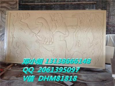 砂岩松鹤延年竖版浮雕人造石花鸟壁画背景墙
