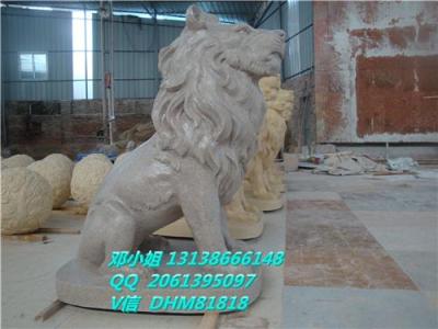 人造石雕塑獅子圓雕像砂巖浮雕獅頭流水景墻