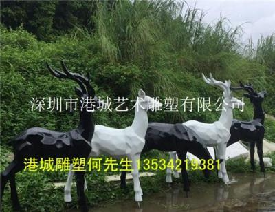 杭州仿真抽象玻璃钢鹿雕塑